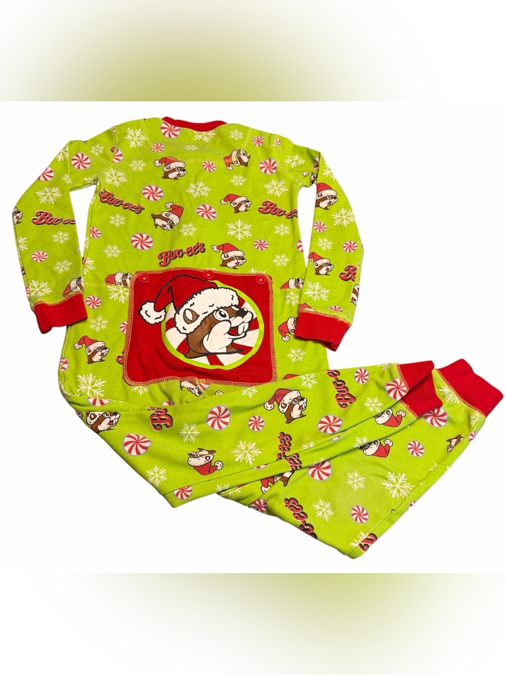 Bucees Youth Small One Piece Zip Up Jumpsuit Pajamas Christmas Holiday Unisex